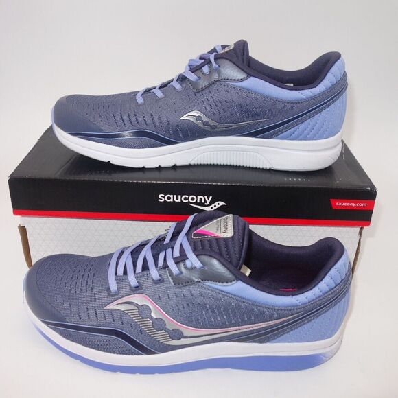 NEW Saucony Kinvara 11 Sneakers Lace Up Running Shoes Gray Purple Girl's 6.5 - Picture 2 of 8